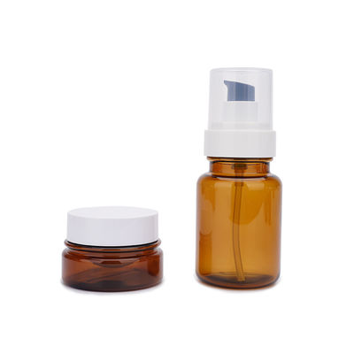 OEM PETG Amber Plastik Pompa Şişeleri 40ml 60ml 100ml 130ml