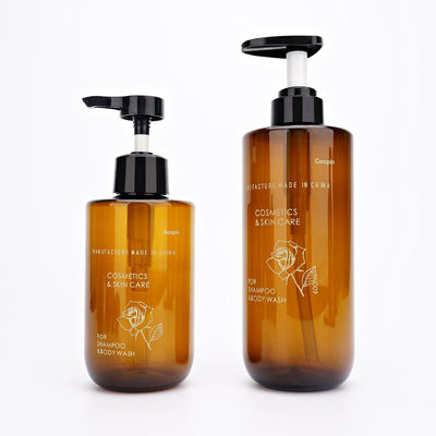 Yuvarlak Amber Plastik Şampuan Şişeleri 500ml 600ml Pompalı